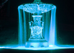 Fontaine Nadeau lit up with blue LED Lighting